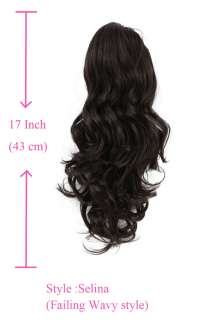 title clip in and ribbon tied ponytal hair style long soft wave short 
