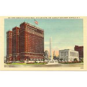 1940s Vintage Postcard New York State Office Building, Statler Hotel 