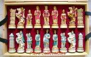 Chess Set Romans vs Barbarians + Glass Cheesboard Nigri  