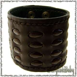 LEATHER CUFF BRACELET Unique Handcrafted Woven Brown  