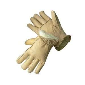 Tan Leather Pile Lined Cold Weather Gloves With Keystone Thumb, Safety 