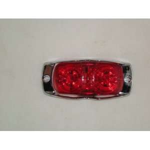 Red 12 LED Tiger Eye Truck Side Marker Clearance Light / Chrome Metal 