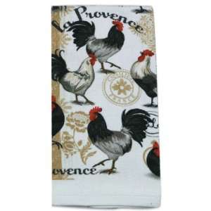   & White Roosters Kitchen Print Terry Tea Dish Towel