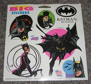 Vtg 1992 BATMAN RETURNS Really BIG Stickers NEW CATWOMAN PENQUIN Made 