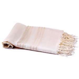Thrown Silk Turkish Towel Fouta in Cream Color . Fouta Towel . Silk 