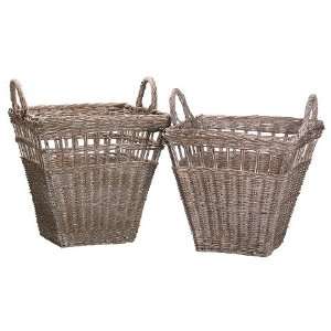  23.5h 25.5h Vintage Basket (2 Ea./Set) Whitewashed Brown 