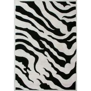  Wool Handmade Zebra Print Black 6ft Round Furniture & Decor