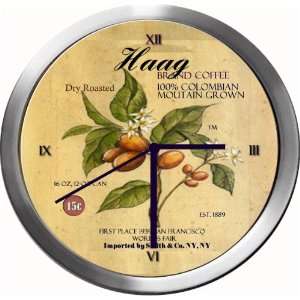  HAAG 14 Inch Coffee Metal Clock Quartz Movement Kitchen 