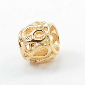 E12 Gold Bead Solid Silver European Bead Charm Fits Pandora Biagi 