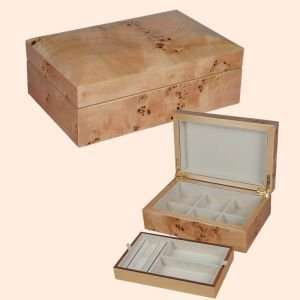  Natural Birch Wooden Jewelry Box with Tray Kitchen 