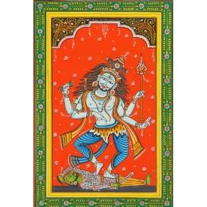  Lord Shiva Dances on Apasmar   Water Color on Patti   Folk 