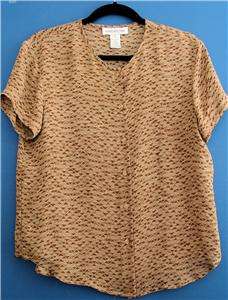 Jones New York Toffee Brown 100% Silk Top Shirt Blouse 6 S  