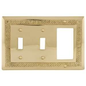  Solid Brass Greek Design Double Toggle and Decora Plate 