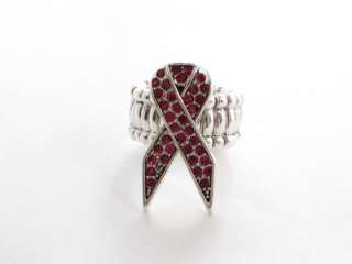 Pink Ribbon Breast Cancer Awareness Stretch Ring  