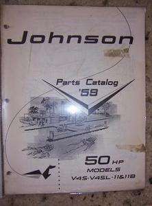 1959 Johnson Outboard Parts Catalog 50 HP V4S V4SL G  
