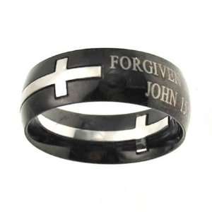  Black Double Cross Forgiven By God Ring Jewelry