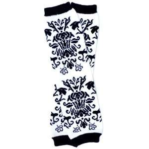 Damask Print (053) black & white baby leg warmers for girls or boys by 