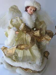 Paper Mache White Snow Angel Gold Traditions IOB Decor  