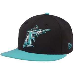 New Era Florida Marlins Black Teal Metallic Logo 59FIFTY Fitted Hat (7 