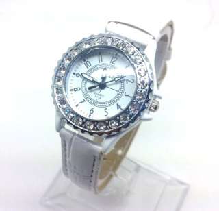   wristwatches quartz watch crystal womens watches leather band  