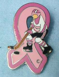 Breast Cancer Awareness Ice Hockey Player Pin Tac New  