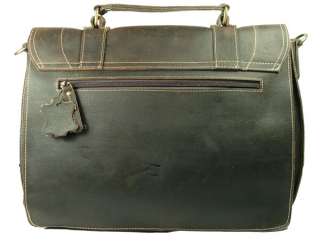 Mens Full Grain Leather Briefcase Messenger Laptop Bag  
