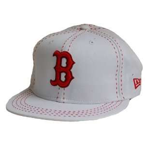 Boston Red Sox Custom New Era Official Fitted Hat   White Red Stiched 