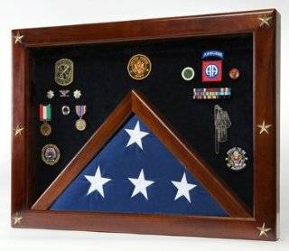 Military Medal Shadow Box with Display Case for Memorial Flag