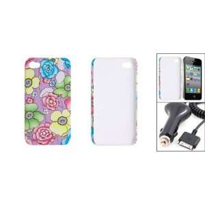 Gino Blooming Flower Hard Plastic Back Case + Black Car Charger for 
