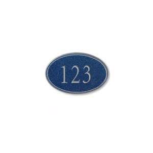   Plaques   Oval Petite Cobalt Blue Silver Characters