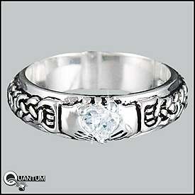 Silver Celtic Claddagh Knotwork Engagement Jewelry Sz 9  