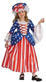GIRLS FLAG STYLE BETSY ROSS DRESS HALLOWEEN COSTUME SET  