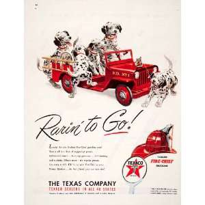  1950 Ad Fire Chief Gasoline Texaco Texas Company Dalmatian 