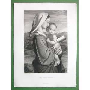  VIRIN MARY Young Mother Holding Baby Christ Reading Bible 