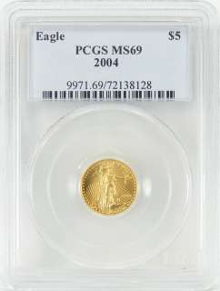  00 GOLD PCGS MS69 AMERICAN EAGLE ONE TENTH OUNCE FIVE DOLLAR GOLD COIN