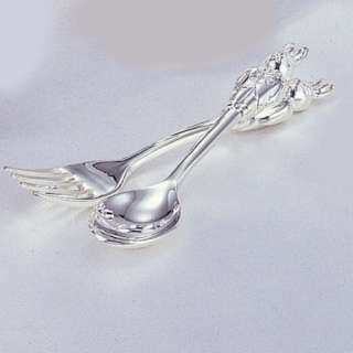 SILVER PLATED BUNNY FORK AND SPOON SET  