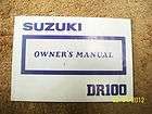 1988 Suzuki DR100, Owners Manual, Original