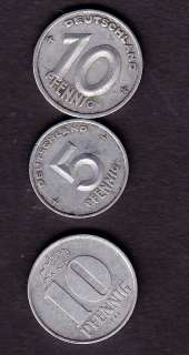 GERMANY COINS,10 PFENNING,1948,1965,5 PFENNING 1949  