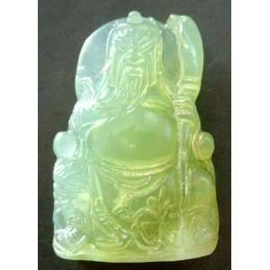  Green Jade Seated Han Dynasty GUAN GONG Sword Amulet 
