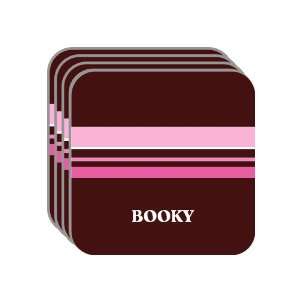 Personal Name Gift   BOOKY Set of 4 Mini Mousepad Coasters (pink 