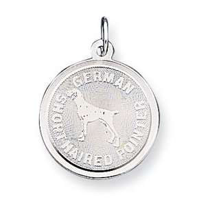 Sterling Silver German Shorthaired Pointer Dog Round Pendant Charm   3 