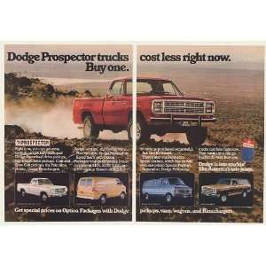 1979 Dodge Prospector Pickup Truck Van Ramcharger 2 Page Print Ad 