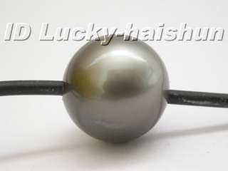black South Sea Tahitian pearl necklace leather  