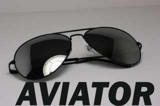 Premium Quality Metal Aviator Sunglasses BLACK Mirror  