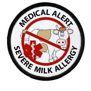 Creative Clam Severe Milk Allergy Medical Alert 3 Inch Black Rim Patch