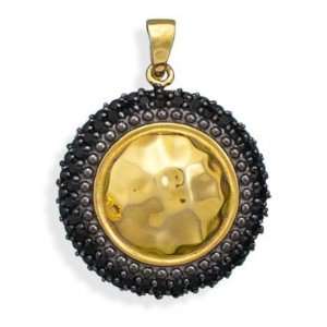 CleverSilvers 14 Karat Gold Plated Pendant With Black 