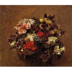 Oil Painting Bouquet of Flowers Pansies Henri Fantin Latour Hand Pa 