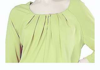 Victor Costa Occasion Matte Jersey Pleated Top LIME/M  