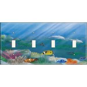    Four Switch Plate   Fish In The Deep Blue