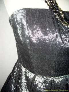   Dress 8 Metallic Gray Strapless Structured Bodice Full Skirt  